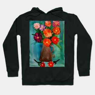 Some abstract mixed flowers in a metallic vase Hoodie